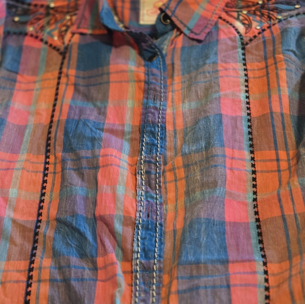 Roar Multicolor Plaid Button Down Shirt
